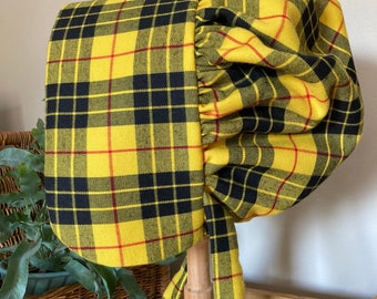 Yellow plaid/tartan Adult Bonnet  Victorian/old style Stage Costume, Theatrical