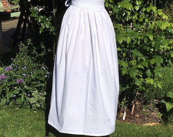 Plain long white cotton apron, adults multi-sized, Tea Room, Puritan, Victorian Costume, Prairie, Maid Apron, Cook,  Re-enactment