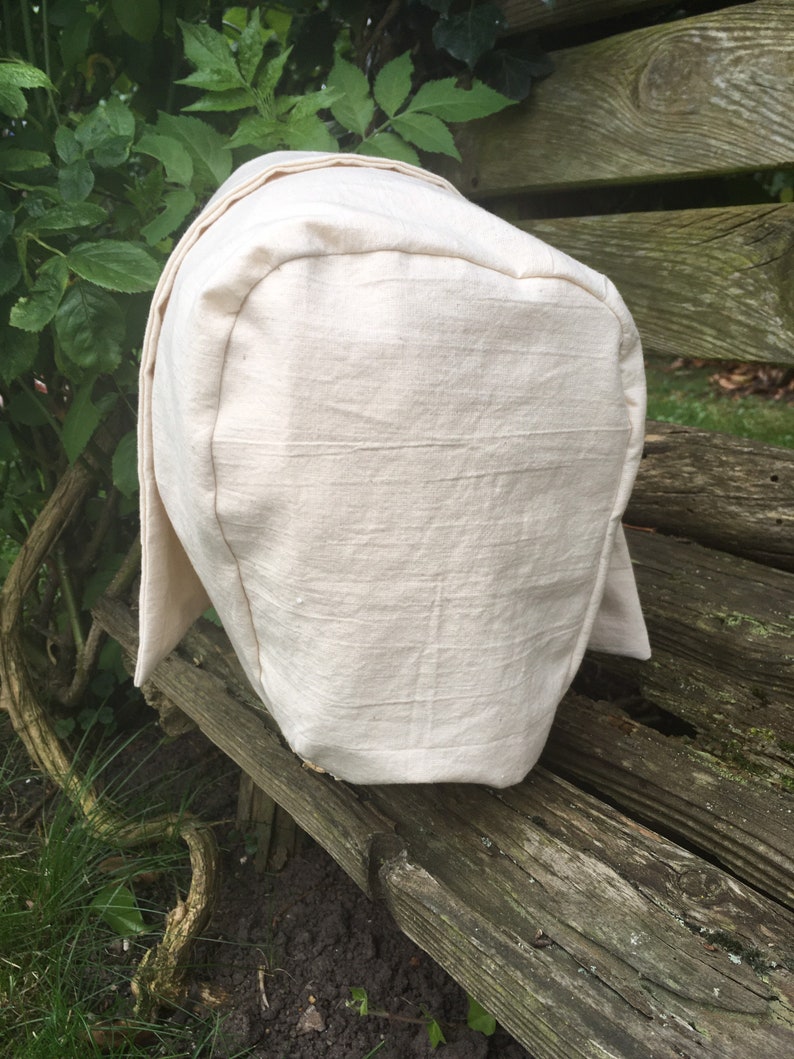 Coif style bonnet, Calico fabric. Adults multi-sized, Les Mis, Puritan, Prairie, Maid , Cook, Re-enactment image 2