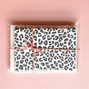 Leopard folded note card | Set of 10 with envelopes | Preppy chic stationery