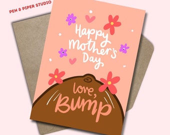 Mummy To Be - From The Bump - Black - Mummy To Be - Floral - Mother's Day Card - Bump Card