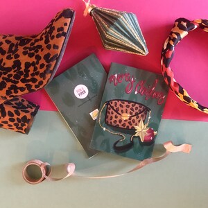 2020 - Cartolina di Natale - Stampa Leopardata - Borsa - Glamour - Glam Xmas - Vintage - Verde