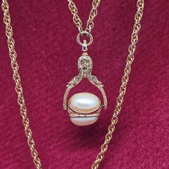 Retired 1928 Fob Faux Pearl Necklace 28" - image 3
