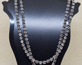 Vintage Double Strand Diamante Choker Necklace
