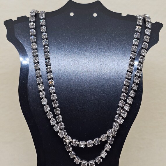 Vintage Double Strand Diamante Choker Necklace - image 1