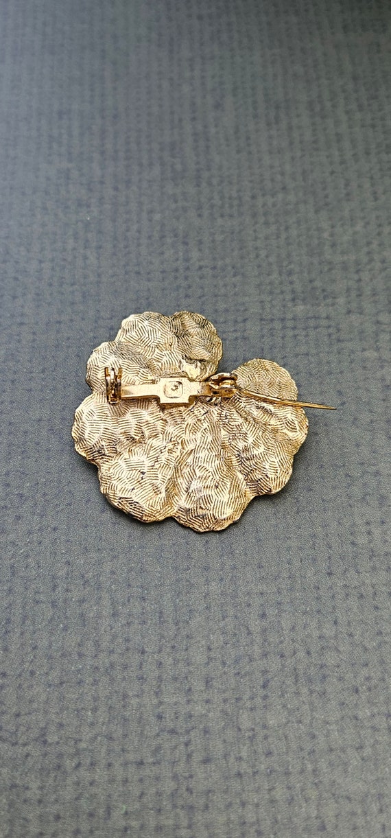 Retro Crystal Frog on Lily Pad Gold Tone 1.5" - image 2