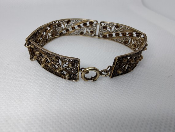 Vintage Filigree Rectangular Panel Link Bracelet … - image 9