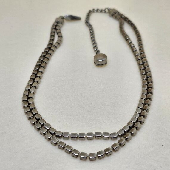 Vintage Double Strand Diamante Choker Necklace - image 4