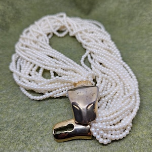 Vintage Carolee Faux Pearl Panther Multi Strand Choker Necklace