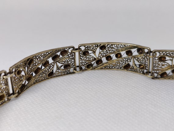 Vintage Filigree Rectangular Panel Link Bracelet … - image 5