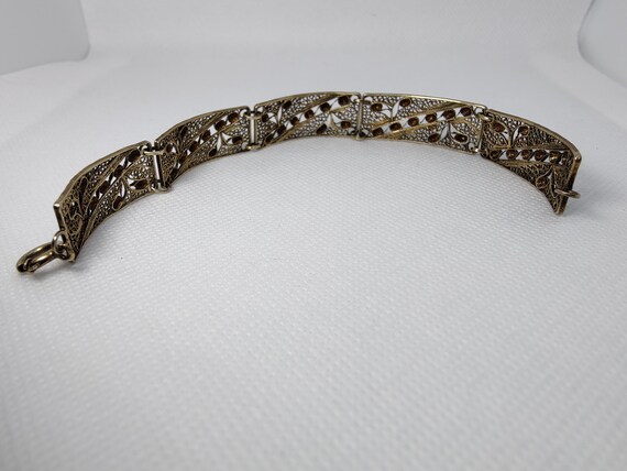 Vintage Filigree Rectangular Panel Link Bracelet … - image 2
