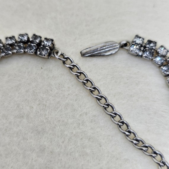 Vintage Double Strand Diamante Choker Necklace - image 5