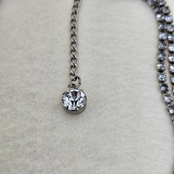 Vintage Double Strand Diamante Choker Necklace - image 7