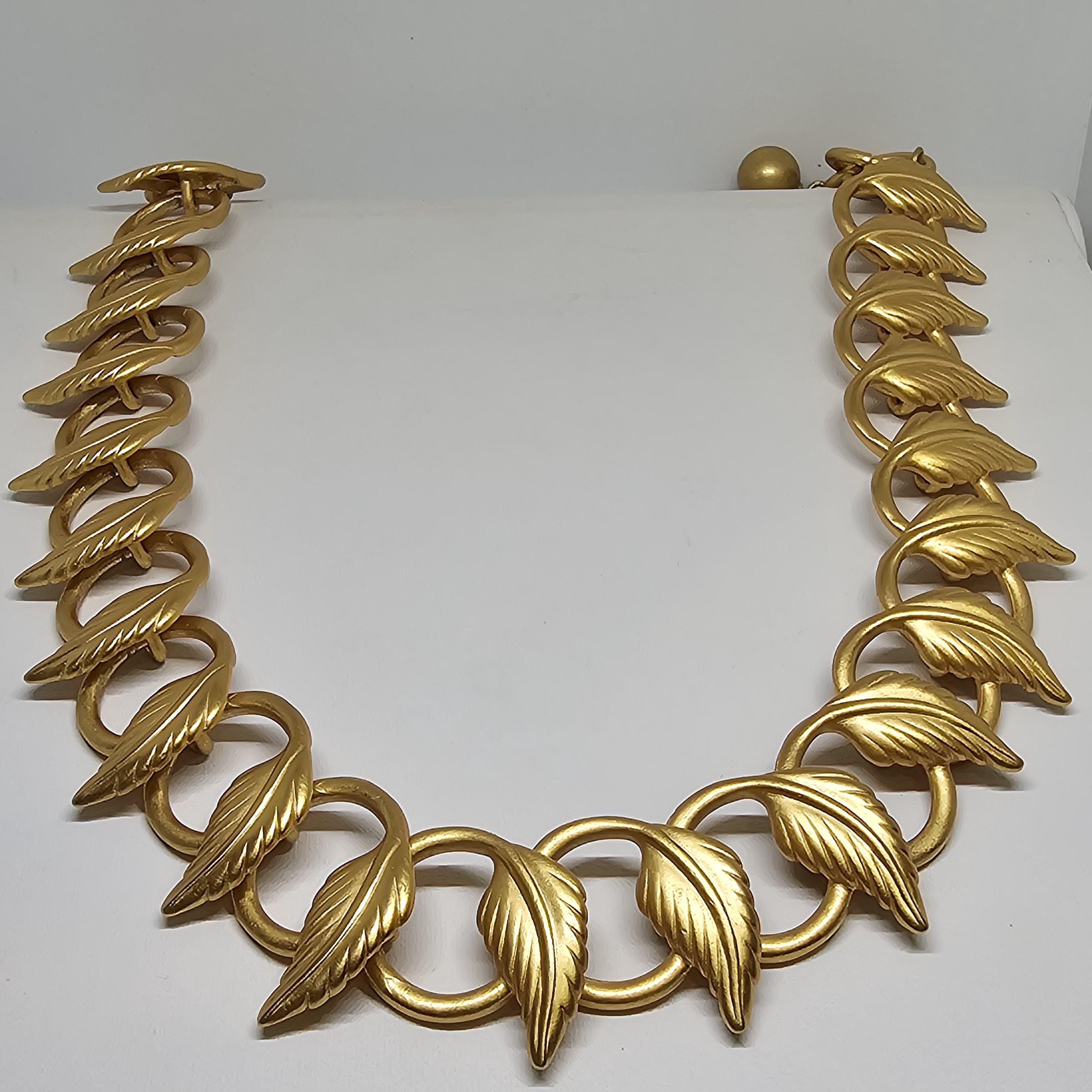 1980s Anne Klein Statement Necklace 17” Matte Gold