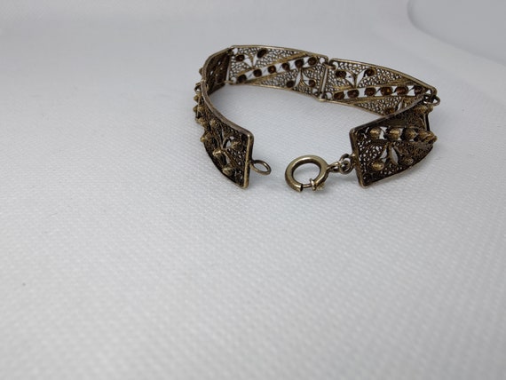 Vintage Filigree Rectangular Panel Link Bracelet … - image 8