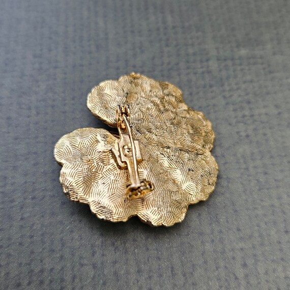 Retro Crystal Frog on Lily Pad Gold Tone 1.5" - image 3