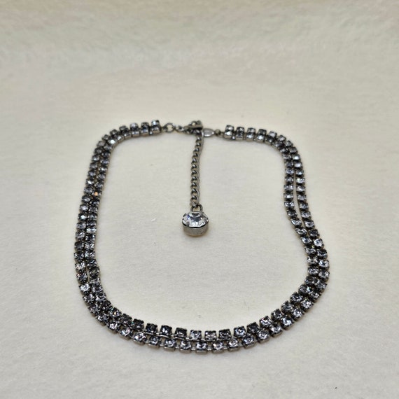 Vintage Double Strand Diamante Choker Necklace - image 9