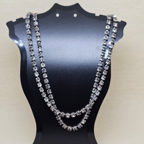 Vintage Double Strand Diamante Choker Necklace - image 3