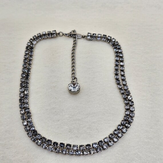 Vintage Double Strand Diamante Choker Necklace - image 8