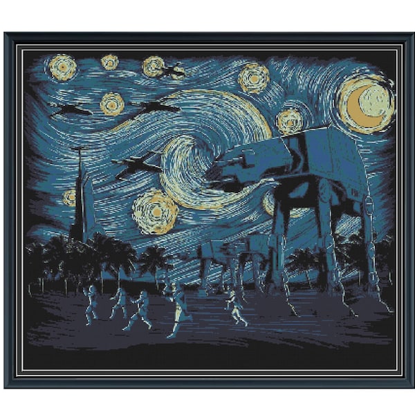A Starry Star Wars Night Cross Stitch Pattern