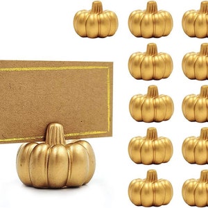 Pumpkin Place Card Holders Set of 12 Placecard Holders with Place Cards Gold or White color Fall Theme Party image 2