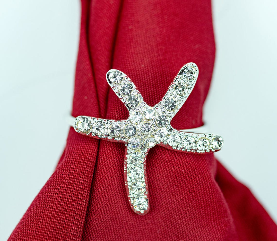 Starfish Napkin Rings Sparkling for Summer Parties Holidays Etsy