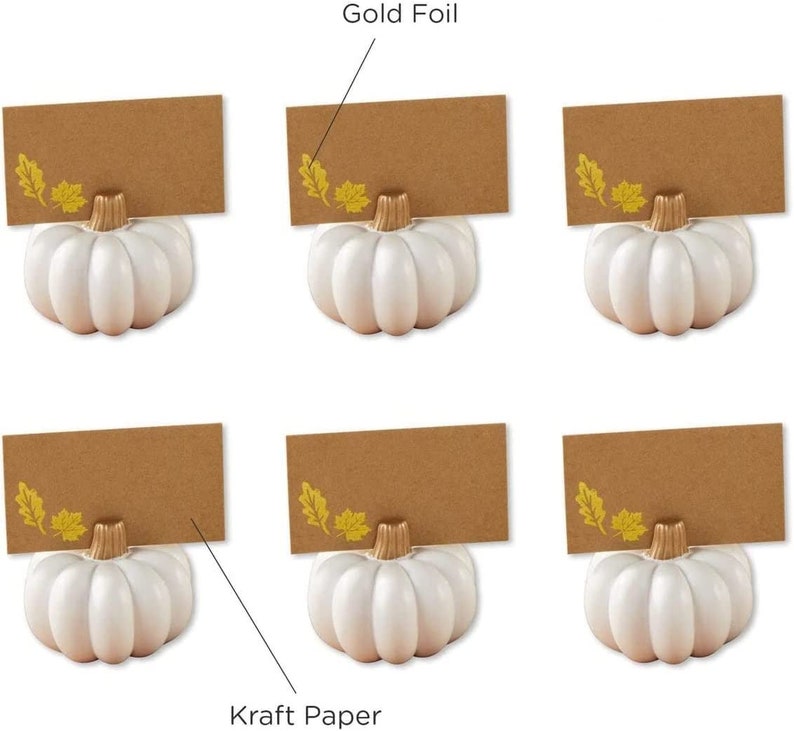 Pumpkin Place Card Holders Set of 12 Placecard Holders with Place Cards Gold or White color Fall Theme Party image 3
