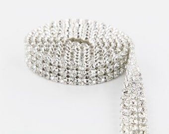 3 Rows Crystal Cake Ribbons with Real Rhinestones Diamond Cake Banding 1 yard ( Lowest Price )