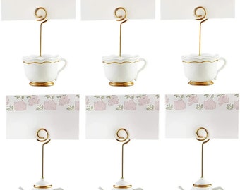 Wedding Place Card Holders Set of 12 Tea Theme Placecard Holders with Place Cards