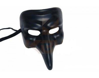 Long Nose Pantalone Venetian Masquerade Mask Plague Doctor Black