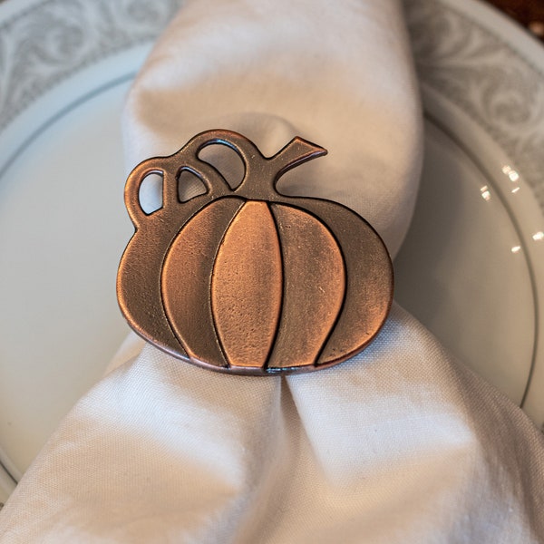 Pumpkin Napkin Rings for Thanksgiving Party, Halloween Party, Dinners, Fall Themed Parties - Set of 4 Napkin Holders