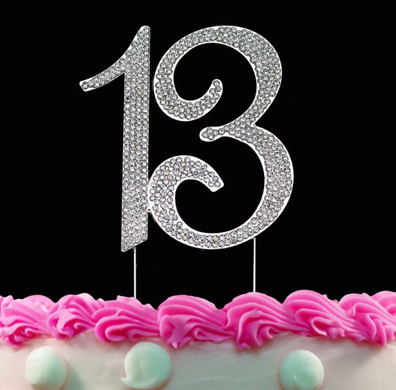 13th Birthday Cake Toppers Crystal Number 13 Rhinestone Bling Etsy