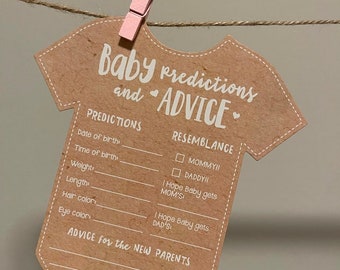 25 Baby Prediction and Advice Cards for Baby Showers Baby Prediction Cards Set of 25 Baby Advice Cards