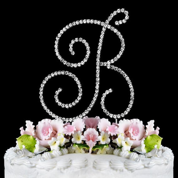 Silver Letter Initial T Birthday Crystal Rhinestone Cake Topper T Party Monogram 