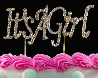 Its a Girl Cake Topper Baby Shower Cake Toppers It's Girl Gold Cake Toppers Top