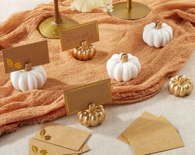Gold Pumpkin Autumn Fall Themed Place Card Holders Bridal Shower