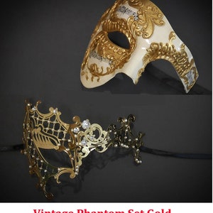 Masquerade Masks for Couples | His and Her Couple Masks Set Gold Masks White Masks Many Designs