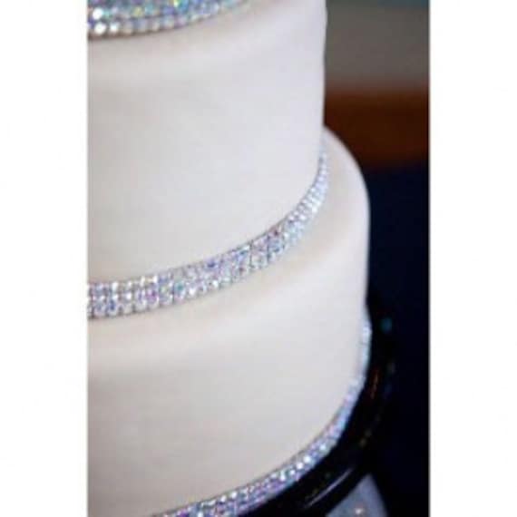 36" x 12 Rows Sparkling Black Silver Diamante Ribbon Cake Crafts Flower Wrap