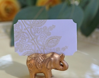 Golden Elephant Wedding Place Card Holders Set of 12 Placecard Holders with Place Cards