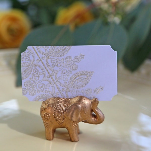 Golden Elephant Wedding Place Card Holders Set of 12 Placecard Holders with Place Cards