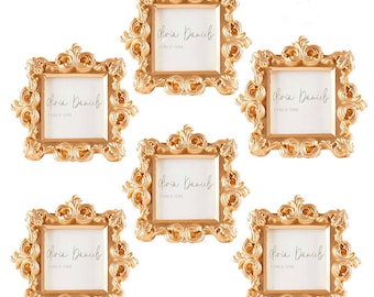 Ensemble de 12 porte-cartes de mariage baroques dorés avec marque-places