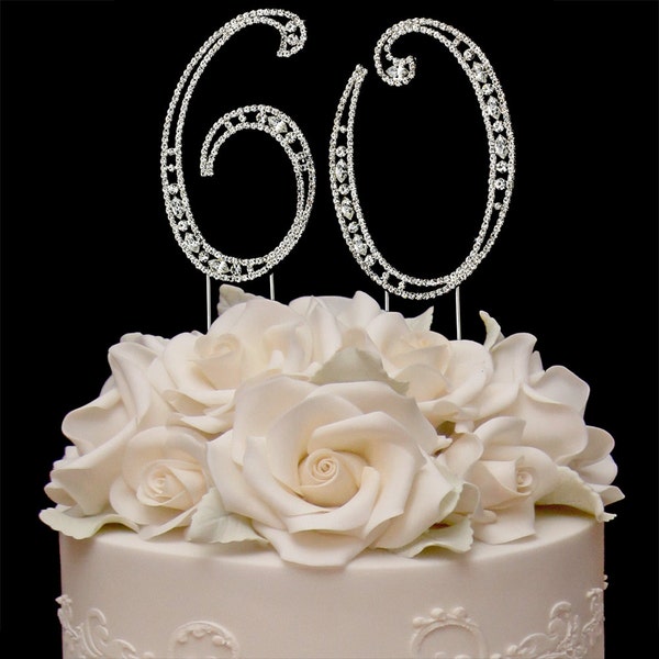 Vintage Cake Number 60 Birthday Cake Toppers Anniversary Cake Topper Sparkling