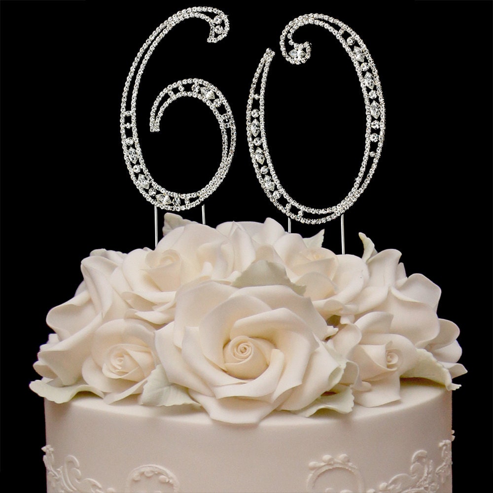 Crystals Sparkling Rhinestone Birthday Wedding Anniversary Numbers Cake Topper 