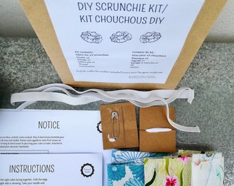 Scrunchie sewing kit, beginners sewing kit, mindful sewing kit, scrunchie craft kit, secret santa gift, christmas gift, stocking filler