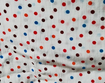 Vintage spotty dress fabric, printed polka dot fabric, fabric by the metre, fabric by the yard, fabric length, reclaimed fabric