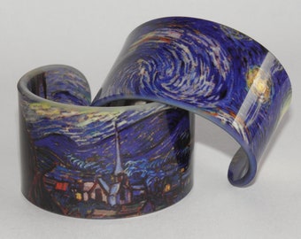 Bracelet - Vincent van Gogh - Starry Night - Blue - Art - Acrylic Bangle / Wristband / Cuff