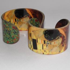 Acrylic Bracelet - Gustav Klimt - The Kiss - Symbolism - Bangle / Wristband / Cuff