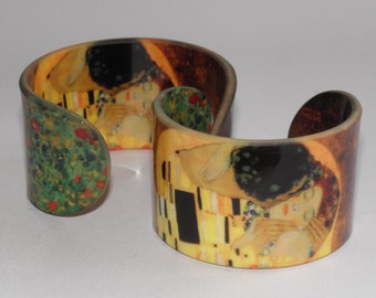 Acrylic Bracelet - Gustav Klimt - The Kiss - Symbolism - Bangle / Wristband / Cuff