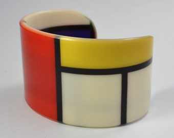 Piet Mondrian - Neo Plasticism - Abstract - Acrylic Bracelet - Bangle - Wristband - Cuff