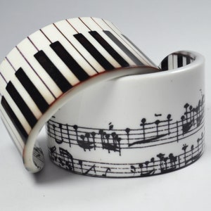 Music Jewelry - Piano - Music Bracelet - Black & White - Cuff - Bangle - Handwrist